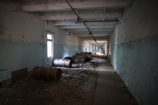 Corridor in Duga Radar Base Tsjernobyl Uitsluitingszone Oekraïne