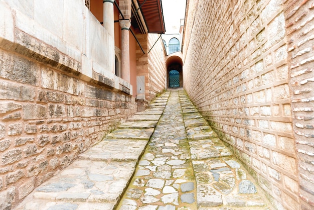 Corridor in old brick castle