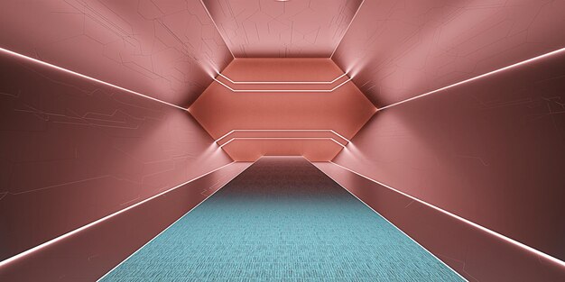 Corridors light Science fiction interior room Science background fiction interior rendering