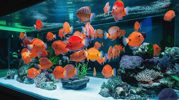 Foto corridors trilineatus julii vis in een thuis aquarium