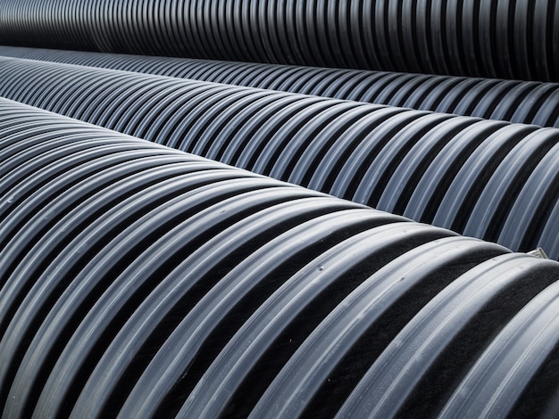 Corrugated double-walled pipes.