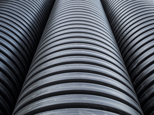 Corrugated double-walled pipes.