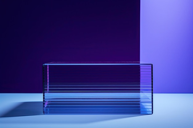 Волнистое стекло стоит на минималистском подиуме BLUE NOVA - интересный оттенок синего
