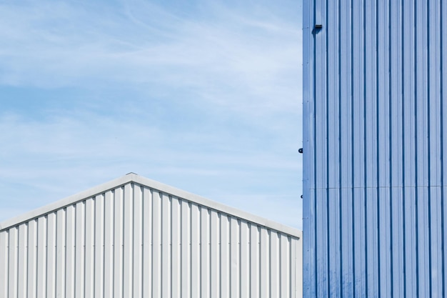 Corrugated iron against clod sky