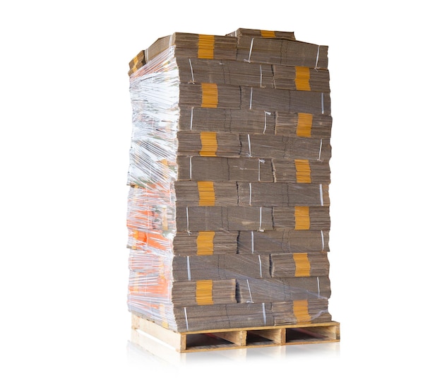 Corrugated Paperboard Stacked Isolated on White Background Warehouse Supplier Packaging Cardboard