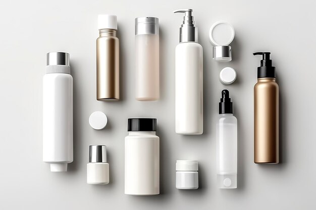 cosmetic beauty products containers on white background Generative AI