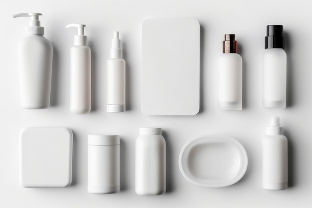 cosmetic beauty products containers on white background Generative AI