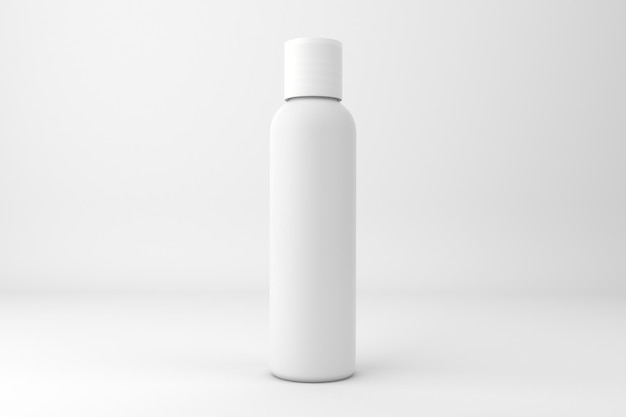 Photo cosmetic bottle front side isolated in white background