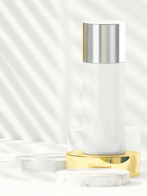 Photo cosmetic bottle on the gold base