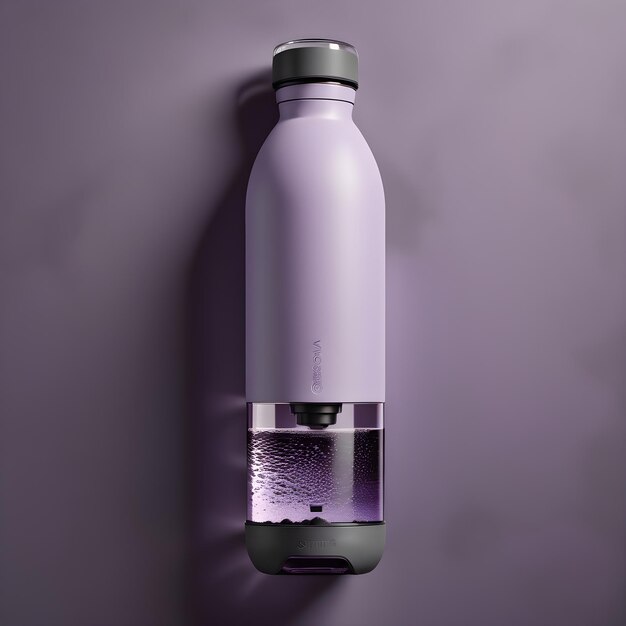 Фото Макет косметической бутылки на фиолетовом фоне