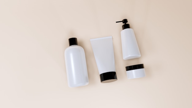 Cosmetic bottle set ,3d rendering