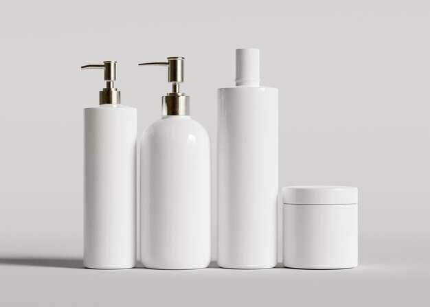 Cosmetic bottle white color and realistic seen in the world for packaging design made by using 3d software