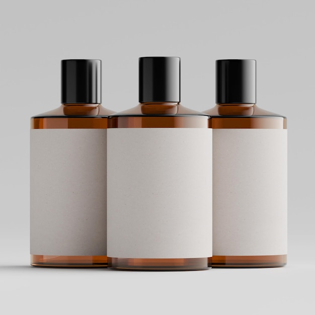 cosmetic bottle with blank label isolated on gray background
