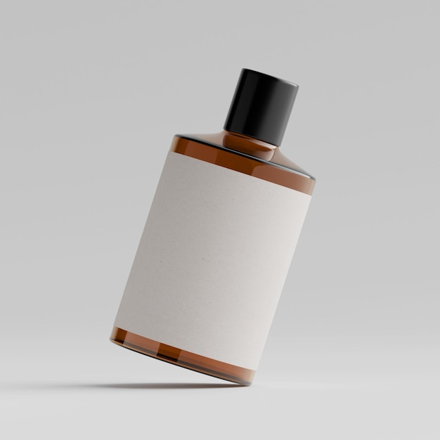 cosmetic bottle with blank label isolated on gray background