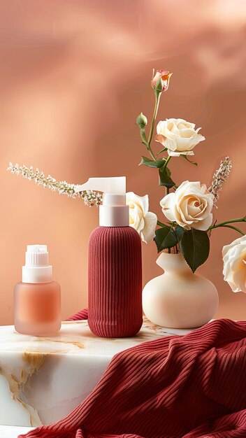 Cosmetic Bottles with Knitted Cover and Floral Decor