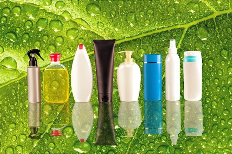 Cosmetic containers isolated on background