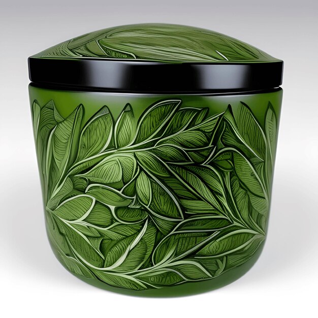 Photo cosmetic cream container with green aloe vera herbal leaves