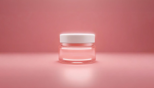 Cosmetic cream in a jar on a pink background 3d rendering