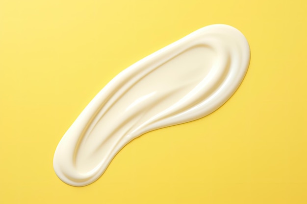 Cosmetic cream smudge on yellow background