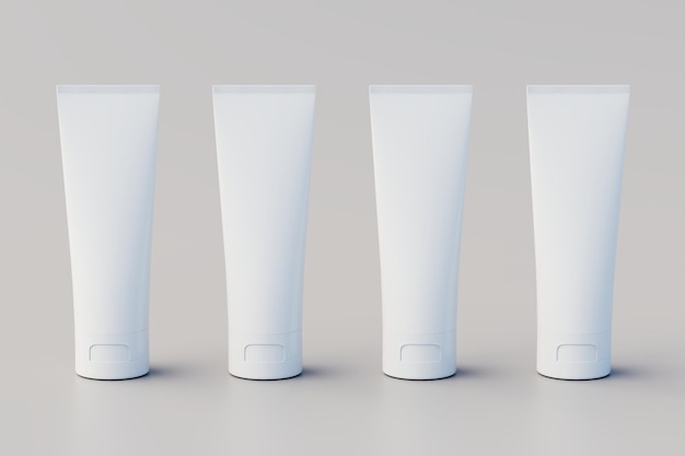 Cosmetic Cream Tube Packaging Multiple Tubes Mockup 3D Illustration