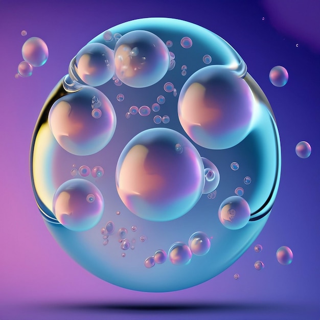 Cosmetic essence liquid bubbles molecules antioxidant of liquid bubble ai generative