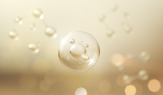 Cosmetic Essence Oil Liquid bubble Molecule inside Liquid Bubble