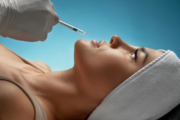 cosmetic hyaluronic injection in lips