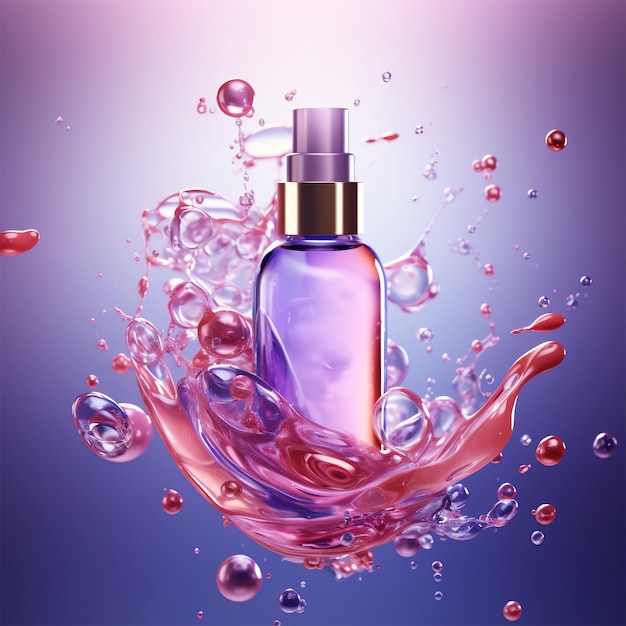 Photo cosmetic liquid bubble essence bottle