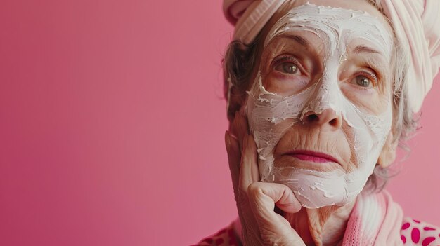 Foto maschera cosmetica sul viso della donna