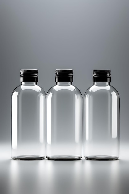 Photo cosmetic mockup of innovative plastic bottles featuring a minimalist creative collection designs