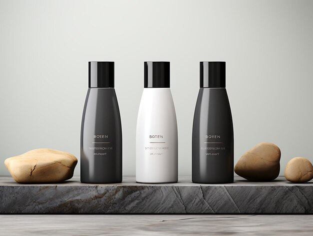 Cosmetic Mockup of Minimalist Cosmetics Bottles Emphasize the Beauty Creative Collection Designs