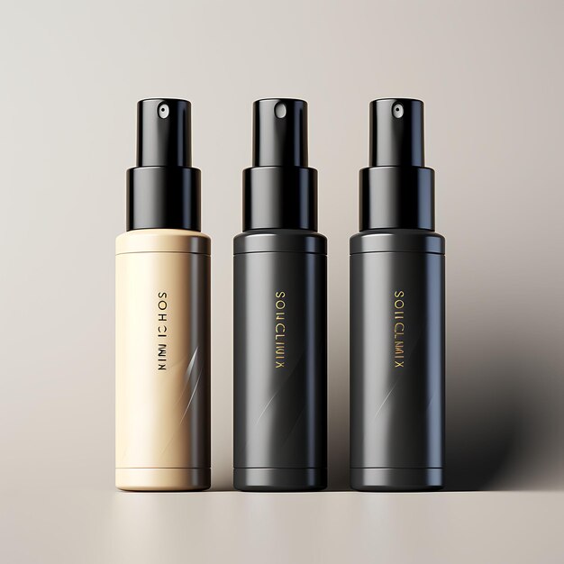 Cosmetic Mockup of Minimalist Cosmetics Bottles Highlight the Beauty Creative Collection Designs