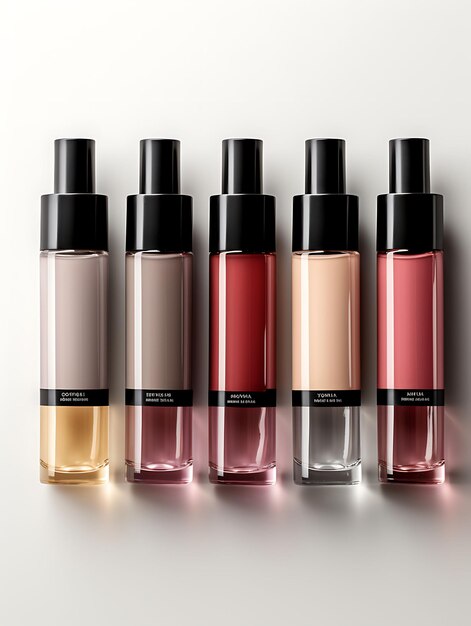 Photo cosmetic mockup of minimalist cosmetics bottles highlight the eleganc creative collection designs