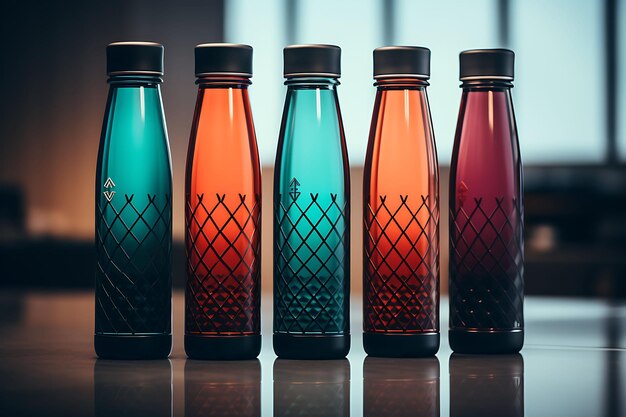 写真 スタイリッシュなプラスチックボトルの化品モックアップ 麗でモダンなデクリエイティブコレクションデザイン