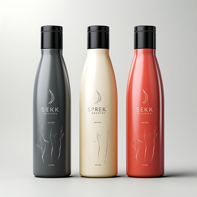 Photo cosmetic mockup of sleek plastic bottles embrace the sleekness and mo creative collection designs