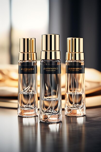 Cosmetic Mockup of Sophisticated Cosmetic Bottles Unveil the Elegance Creative Collection Designs