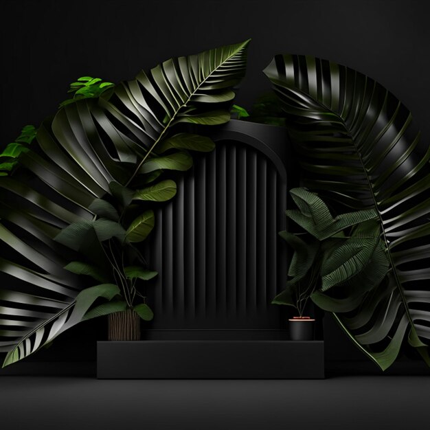 Photo cosmetic podium plant home decoration award green product showcase background