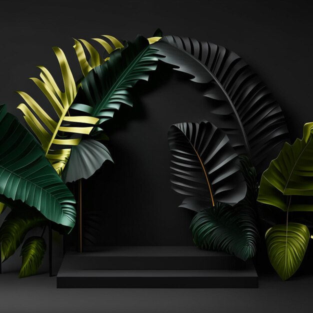 Photo cosmetic podium plant home decoration award green product showcase background