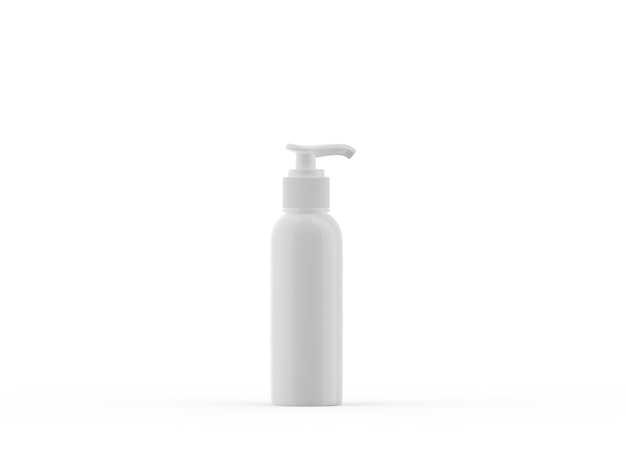 Cosmetic pump bottle on white background