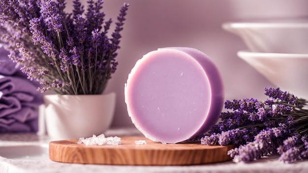 Косметическое мыло лаванда цветочная ванная комната