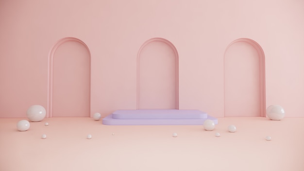 Cosmetic stand on pastel background ,3d rendering