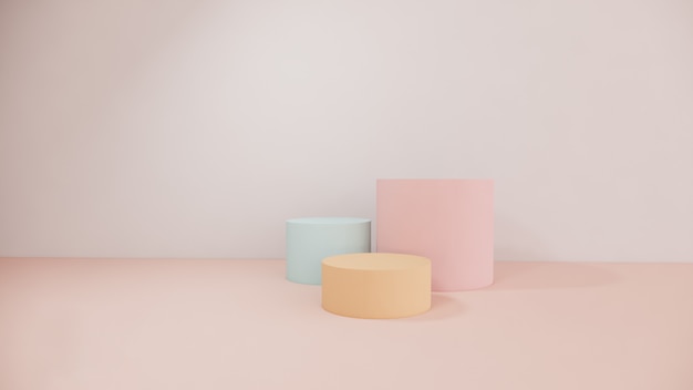 Cosmetic stand pastel background ,3d rendering