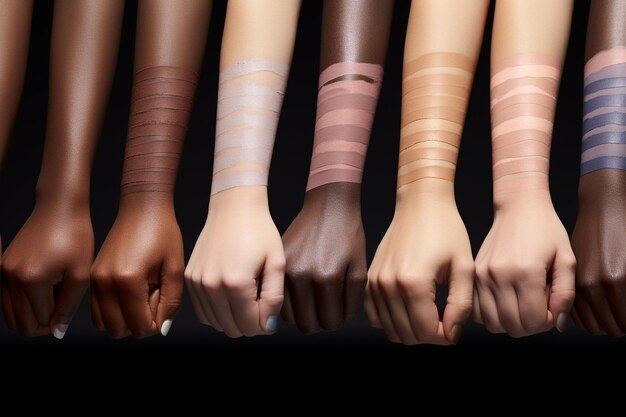 Cosmetic swatches on a models arm showcasing the Generative ai