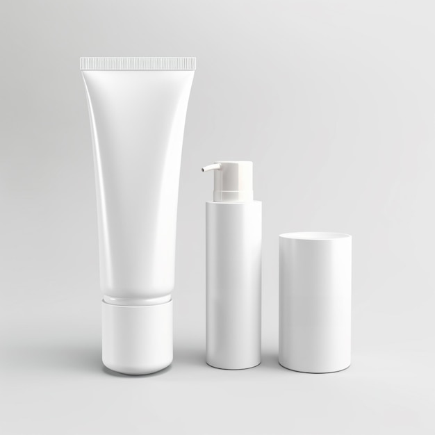 Photo cosmetic tube and jar mockups by generative ai