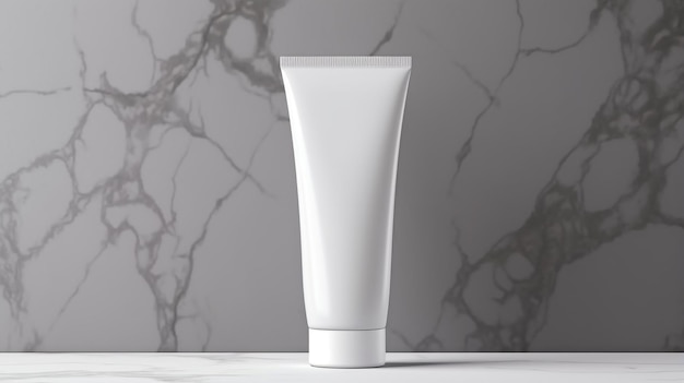 cosmetic tube on marble background