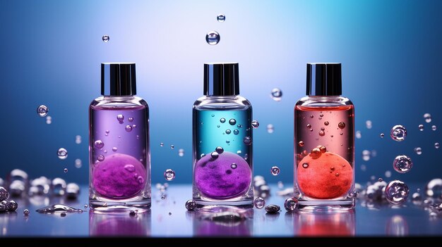 Cosmetic tubes 3d ad template aqua water splash drop realistic illustration