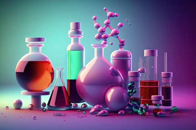 Cosmeticafabriek in het abstracte laboratoriumonderzoek in chemie biologische cosmetica
