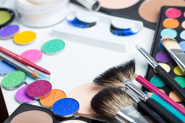 Cosmetics make-up on the table