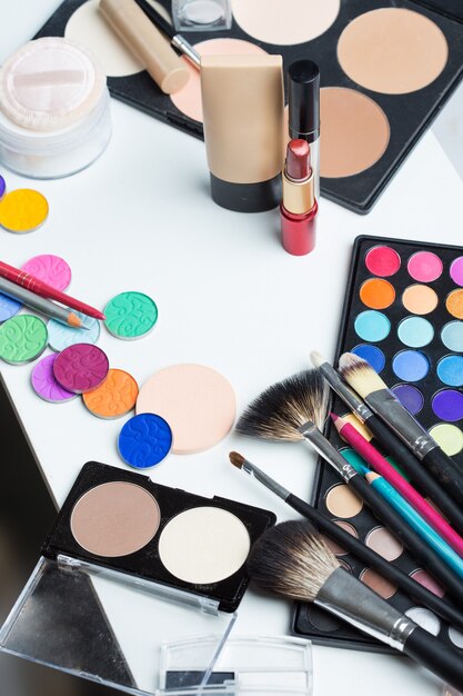 Cosmetics make-up on the table