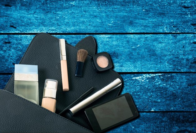 Cosmetics objects in the bag